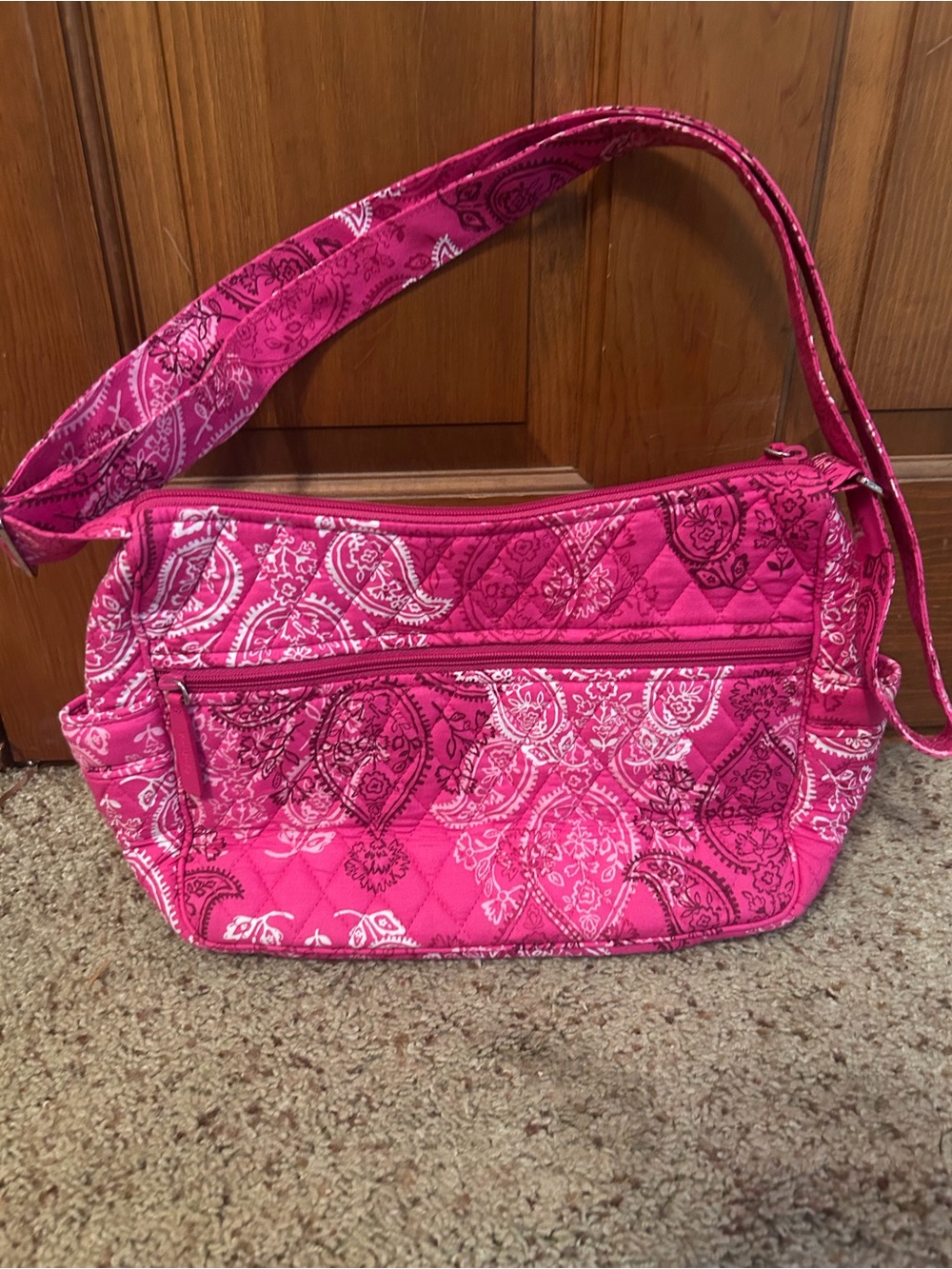 Vera Bradley Hot Pink Quilted Paisley Shoulder Bag